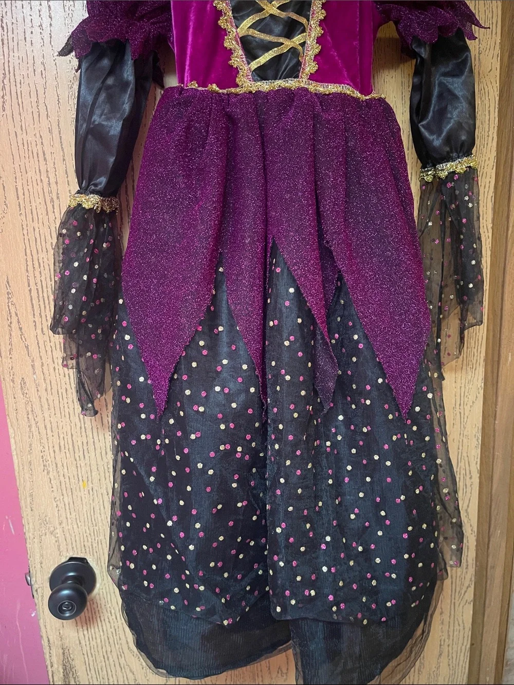 Kids Velvet Purple and Black Princess Costume Dress